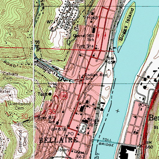 Topographic Map of Indian Run, OH