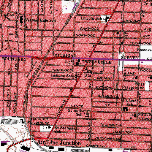 Topographic Map of Indiana School, OH