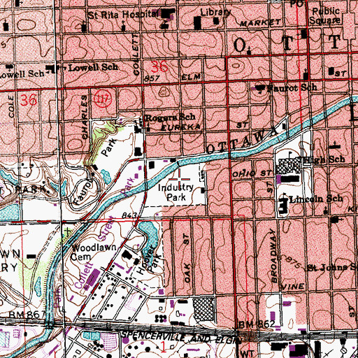 Topographic Map of Industry Park, OH