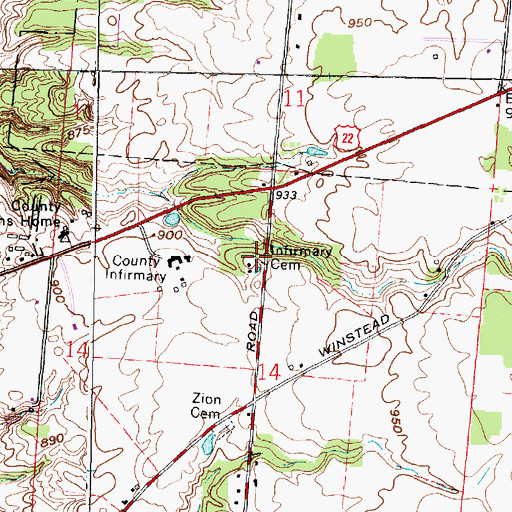 Topographic Map of Infirmary Cemetery, OH