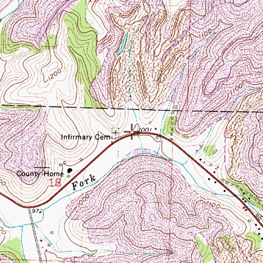 Topographic Map of Infirmary Cemetery, OH