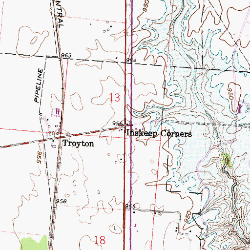 Topographic Map of Inskeep Corners, OH
