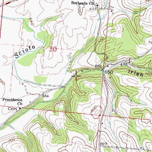 Topographic Map of Irish Hollow, OH