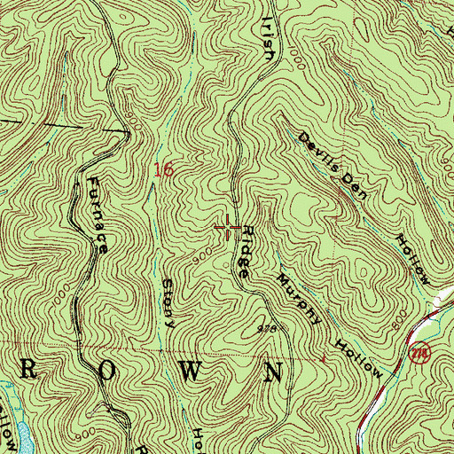 Topographic Map of Irish Ridge, OH