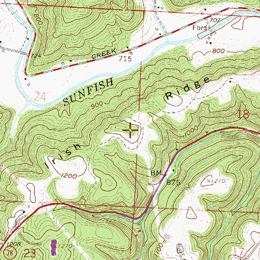 Topographic Map of Irish Ridge, OH