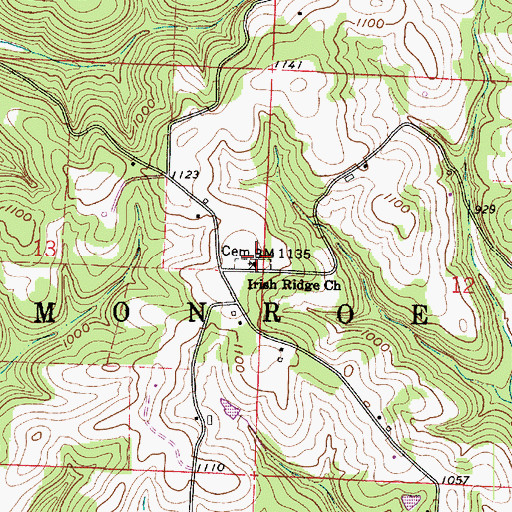Topographic Map of Irish Ridge Church, OH