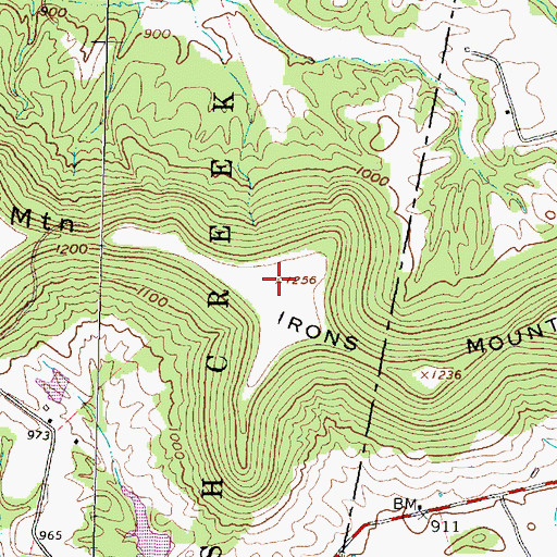 Topographic Map of Irons Mountain, OH