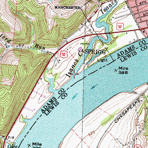 Topographic Map of Isaacs Creek, OH