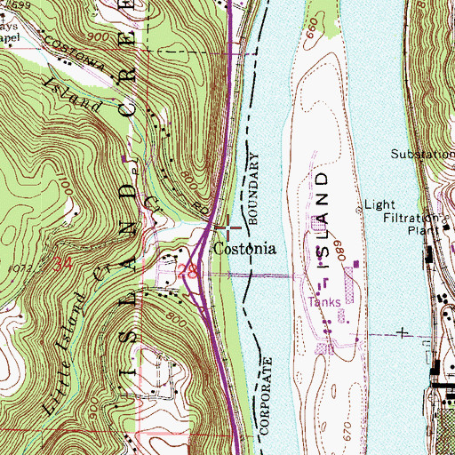 Topographic Map of Island Creek, OH