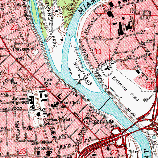 Topographic Map of Island Park, OH