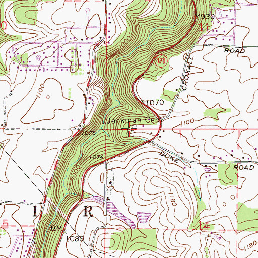 Topographic Map of Jackman Cemetery, OH
