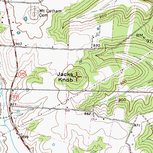 Topographic Map of Jacks Knob, OH