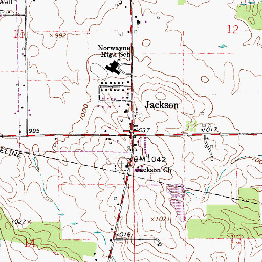 Topographic Map of Jackson, OH