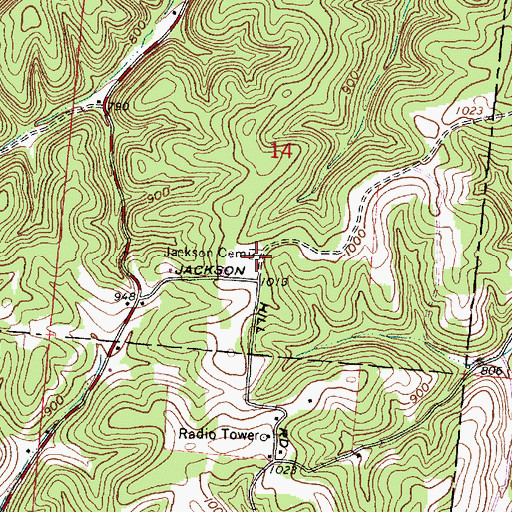 Topographic Map of Jackson Cemetery, OH