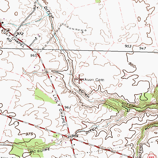 Topographic Map of Jackson Cemetery, OH