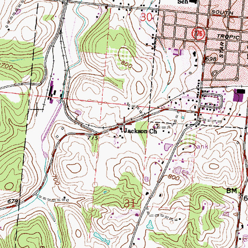 Topographic Map of Jackson Church, OH