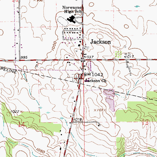 Topographic Map of Jackson Presbyterian Church, OH