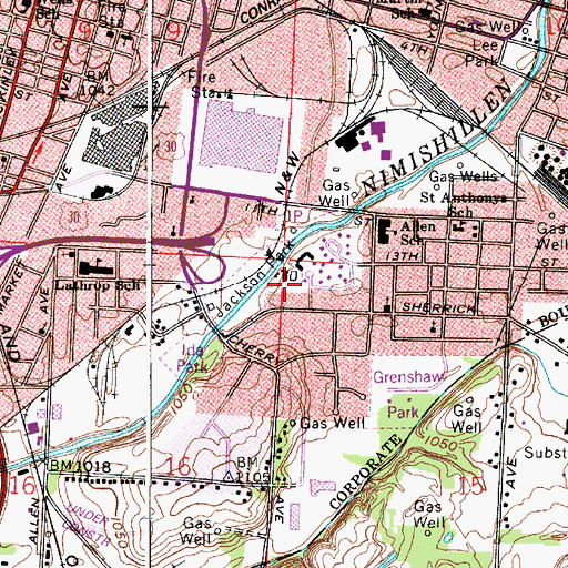 Topographic Map of Jackson Park, OH