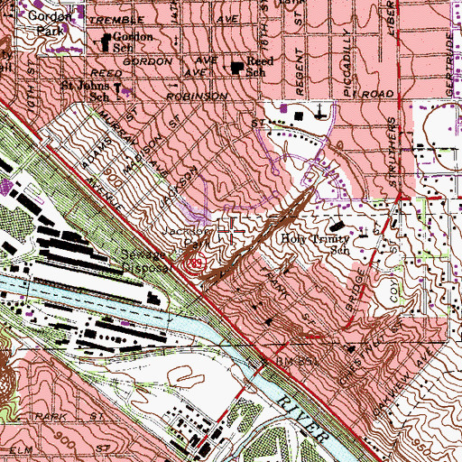 Topographic Map of Jackson Park, OH