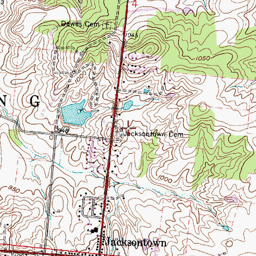 Topographic Map of Jacksontown Cemetery, OH