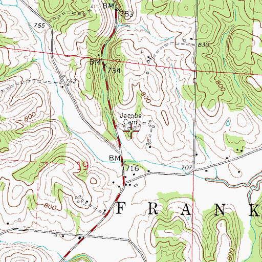 Topographic Map of Jacobs Cemetery, OH