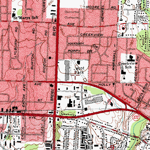 Topographic Map of Jacot Park, OH