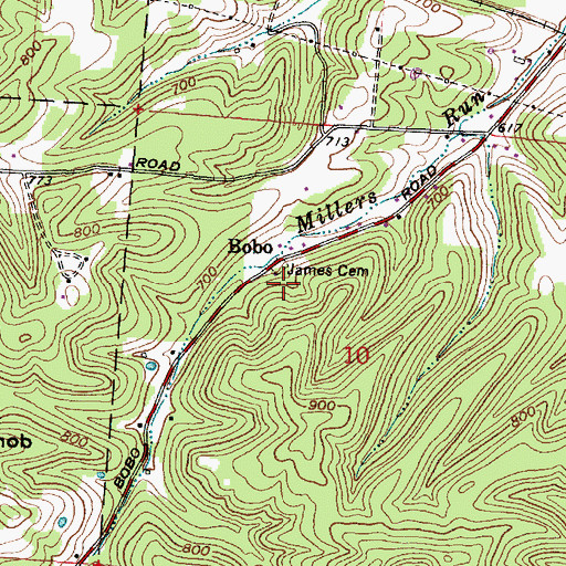 Topographic Map of James Cemetery, OH