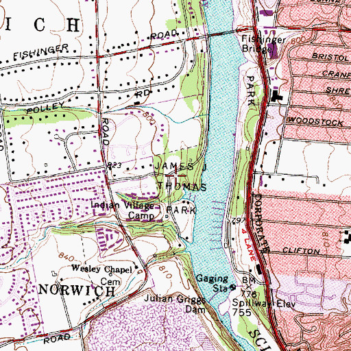 Topographic Map of James Thomas Park, OH