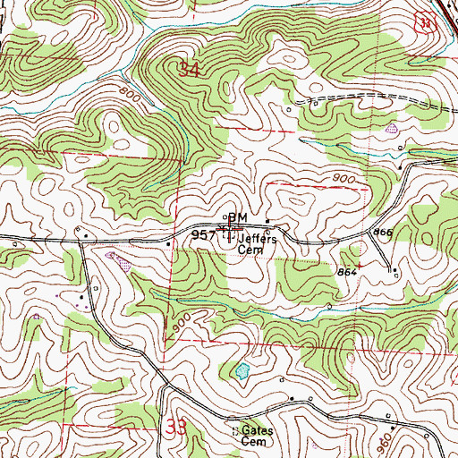 Topographic Map of Jeffers Cemetery, OH
