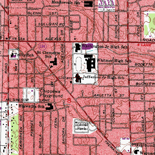 Topographic Map of Jefferson Junior High School, OH