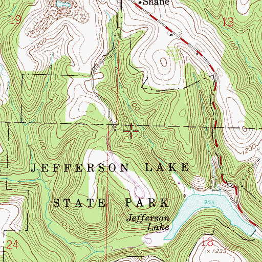 Topographic Map of Jefferson Lake State Park, OH
