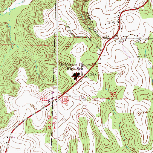 Topographic Map of Jefferson Union High School, OH