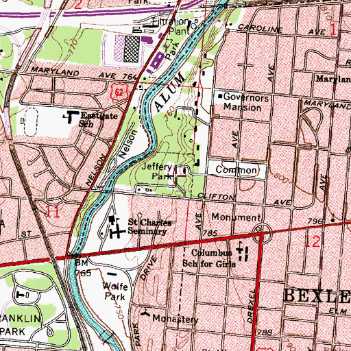 Topographic Map of Jeffery Park, OH