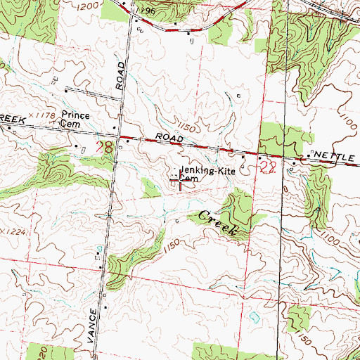 Topographic Map of Jenking-Kite Cemetery, OH