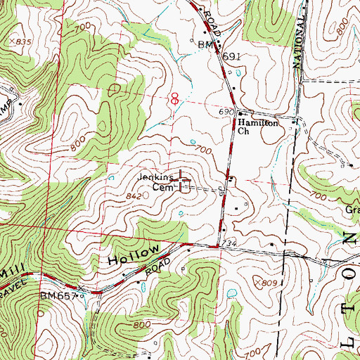 Topographic Map of Jenkins Cemetery, OH