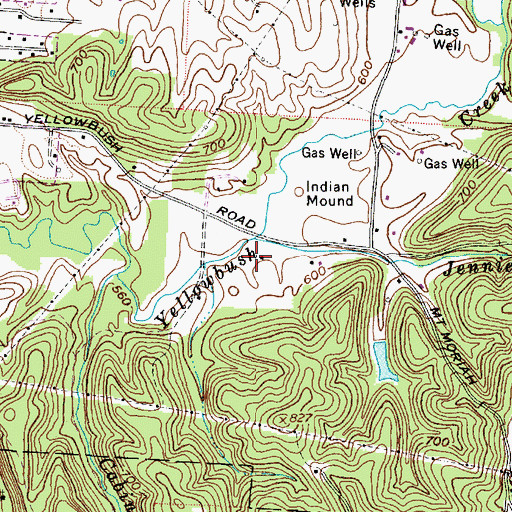 Topographic Map of Jennie Watts Run, OH