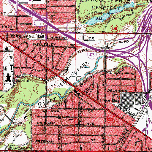 Topographic Map of Jermain Park, OH