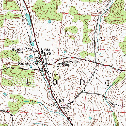 Topographic Map of Jerseyville Cemetery, OH