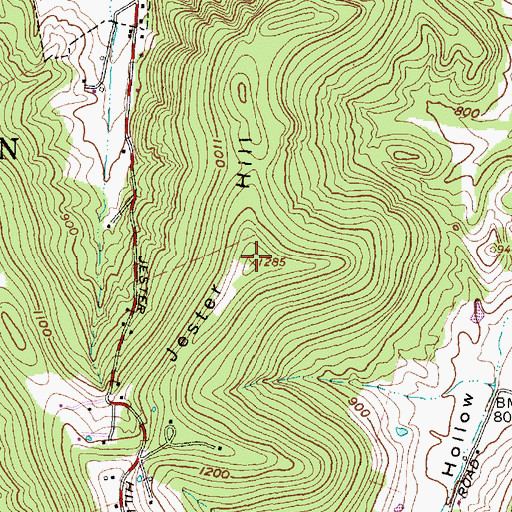 Topographic Map of Jester Hill, OH