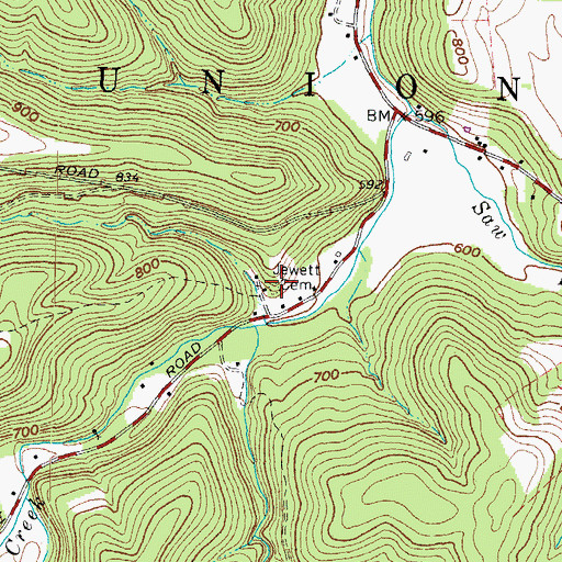 Topographic Map of Jewett Cemetery, OH