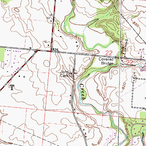 Topographic Map of Jobs Cemetery, OH