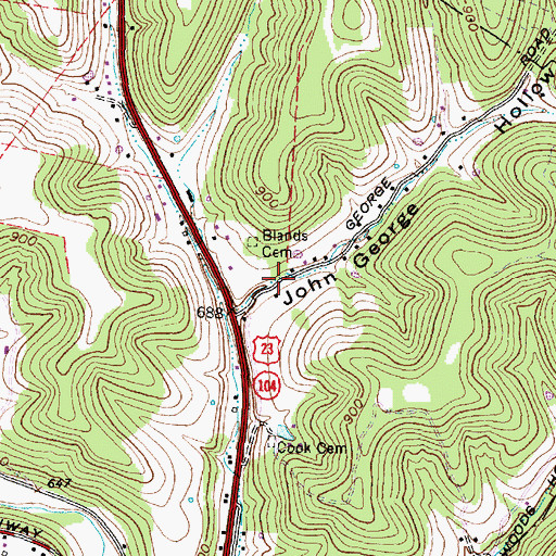 Topographic Map of John George Hollow, OH