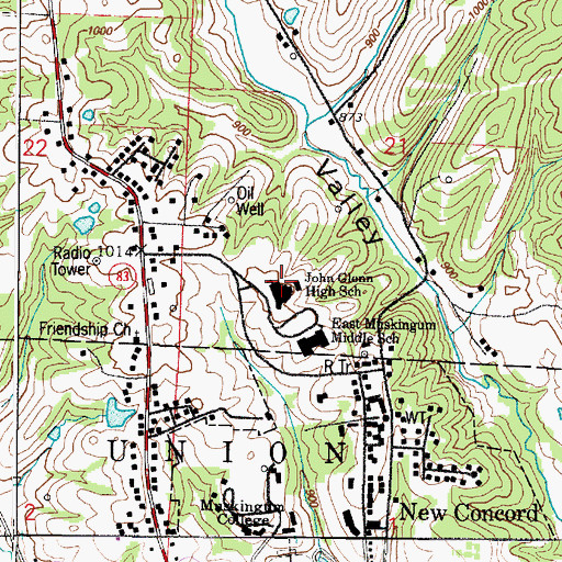 Topographic Map of John H Glenn High School, OH