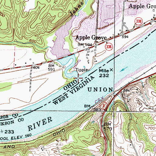 Topographic Map of Johns Run, OH