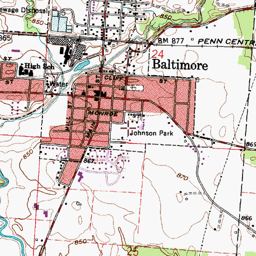 Topographic Map of Johnson Park, OH