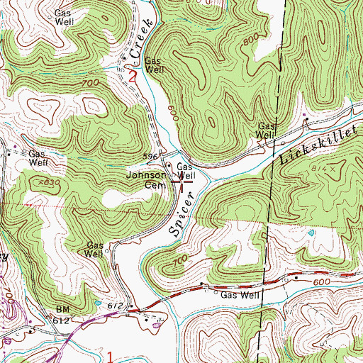 Topographic Map of Johnson Cemetery, OH