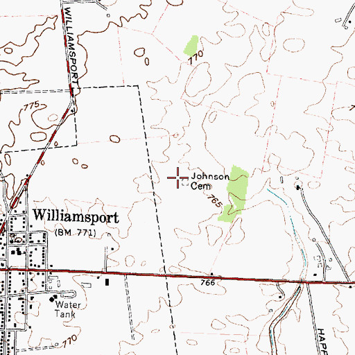 Topographic Map of Johnson Cemetery, OH