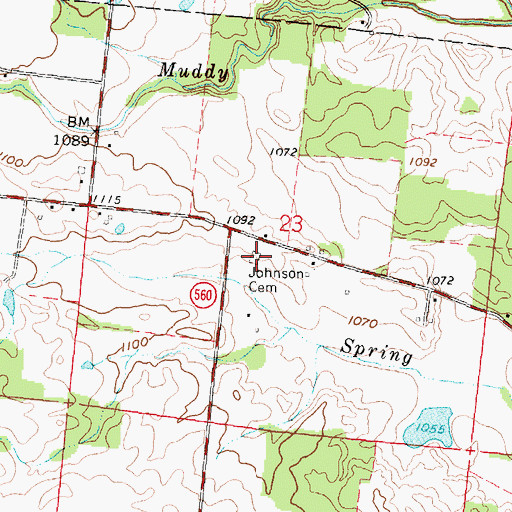 Topographic Map of Johnson Cemetery, OH