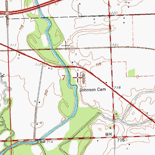 Topographic Map of Johnson Cemetery, OH