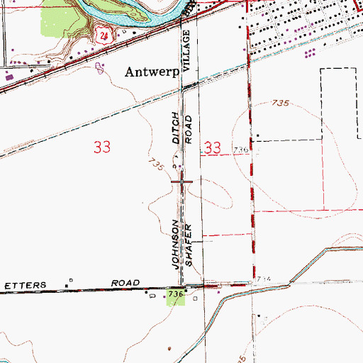 Topographic Map of Johnson Ditch, OH